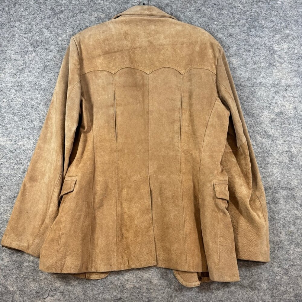 Vintage American West Suede Leather Blazer Tan Western Jacket Rodeo Festival - Picture 10 of 16